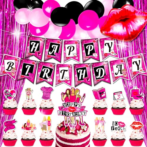 LaVenty Mean Girl Geburtstagsdekoration, Mean Girl, Geburtstagsbanner Kuchendekoration, Luftballons, Cupcake-Topper, Mean Girl, Partyzubehör, Gastgeschenke von LaVenty