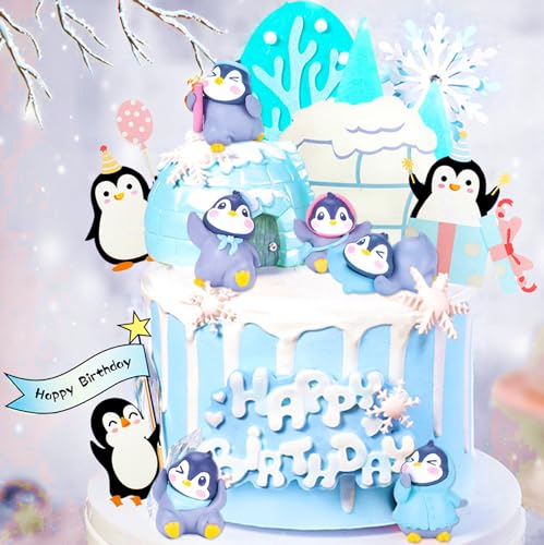 LaVenty Pinguin Geburtstag Tortendeko Pinguin Party Kuchen Deko Polar Themed Geburtstagsparty Dekoration Penguin Birthday Cake von LaVenty