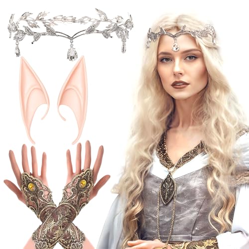 LaVenty Renaissance Elfen Kostüm Set Spitze Handschuhe Renaissance Kopfbedeckung Waldfee Krone Stirnband Elfenohren Elf Renaissance Halloween Hochzeit Brautparty LaVenty Renaissance Elfen Kostüm Set Spitze Handschuhe Renaissance Kopfbedeckung Waldfee Krone Stirnband Elfenohren Elf Renaissance Halloween Hochzeit Brautparty von LaVenty