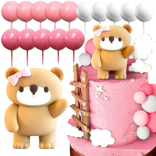 LaVenty Rosa Bär Tortendeko Baby Bär Baby Shower Cake Topper Bären Tortendeko Baby Shower Geburtstag Kuchen Dekoration von LaVenty