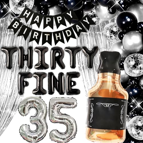 LaVenty Thirty Fine Birthday Dekoration Banner 35 Geburtstag Party für Ihn 35 Geburtstag Dekorationen 35 Geburtstag 35 Zahlenballon Whiskey Ballon von LaVenty