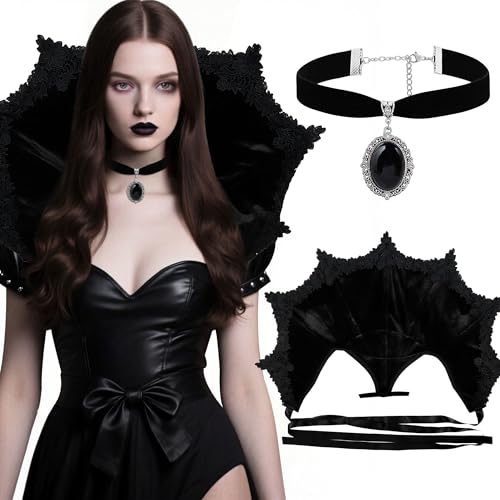 LaVenty Viktorianischer Kragen Gothic Stand Up Vampir Kragen für Frauen Halloween Masquerade Cosplay LaVenty Viktorianischer Kragen Gothic Stand Up Vampir Kragen für Frauen Halloween Masquerade Cosplay von LaVenty