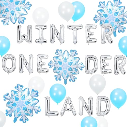 LaVenty Winter Onederland Luftballons Winter Onederland Banner Winter Party Dekoration Schneeballons von LaVenty