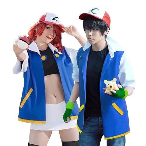 Laahoem Unisex Trainer Hoodie Anime Cosplay Kostüme Jacke Handschuhe Hut Set, Blau, 4X-Large von Laahoem