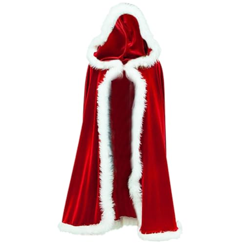 LabDip Mädchen Kapuzenumhang Party Robe mit Kapuzenumhang Mädchen Maskerade Robe mit Kapuzenkostüm Cosplay Kostümumhang Anziehkleid Weihnachtsmann Umhang Familienurlaubsgeschenk (Dunkelrot 60cm) von LabDip