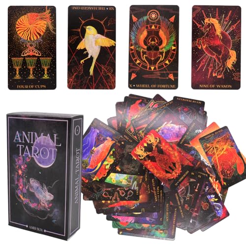 Tier Tarotkarten-Set Holzgitter-Tarotkarten-Tarotkarten-Deck-Tarotkarten-Familienfreunde Die Reichtum-zukünftige Spielkarte Sammeln Tarot Cards For Beginners Party Games Dobble Game Card Games for Adu von LabDip