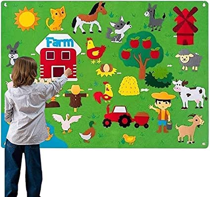 Labstandard Kinder Lehre Filz Brett Bauernhof Tiere Filz Story Board Set Filz-Brett Geschichte Set für Kleinkinder Vorschule Pädagogisches interaktives Spielzeug für Kinder Kleinkinder Spielzeug von Labstandard