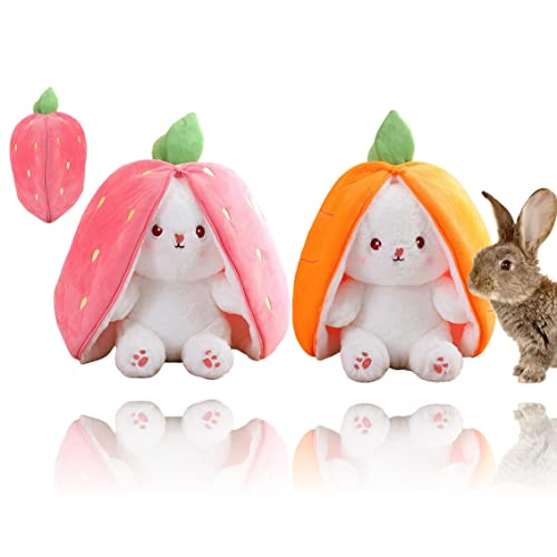 Labstandard Osterhase Plüschtier 2STK Osterhase Kuscheltier Plüschtier Hase Stofftier Karotte Plüsch Erdbeer Plüsch Ostergeschenke für Osterparty Kinder Jungen Mädchen Geburtstagsgeschenk (25CM) von Labstandard