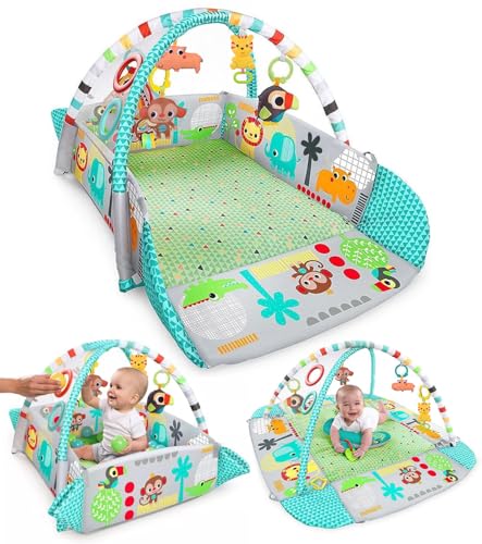 Ladanas Multifunktionale Baby Spieldecke mit Spielbogen – Baby Gym Spielmatte & Krabbeldecke – inkl. 30 Bällen + 5 Spielzeugen, Buikligtrainer ab 0+ Monaten von Ladanas