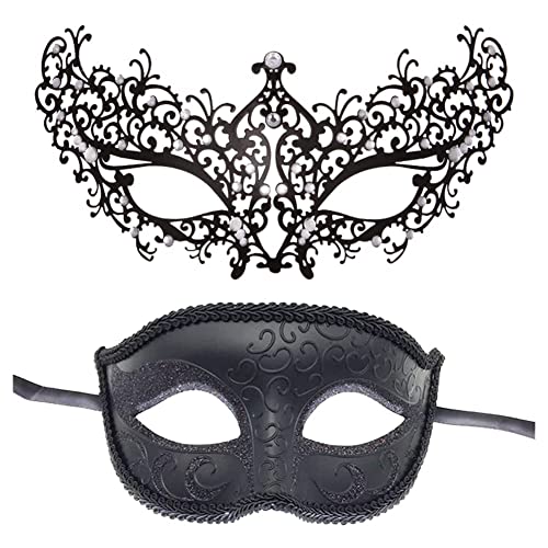 Lady of Luck Maskerade Paar Masken Venezianische Maske Set Maskerade Ball Maske Karneval Maskerade Maske für Frauen Männer Party Prom Ball Halloween von Lady of Luck