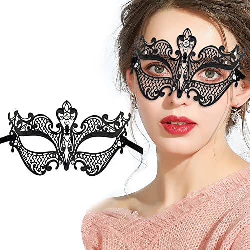 Lady of Luck Metall Maske Venezianische Maske Damen Ball Masken Augenmaske Maskenball Maske Venezianisch Schwarz von Lady of Luck