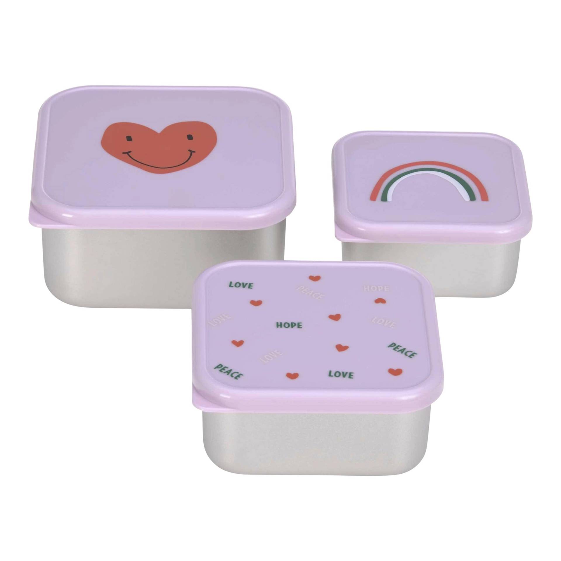 Lässig 3tlg. Set Edelstahl Snackbox Happy Rascals von Lässig