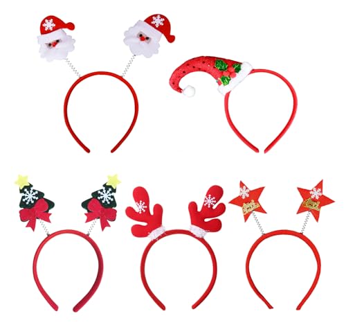 Lahviuu Weihnachten Haarreif,5 Stück Haarreifen Weihnachten Weihnachts Haarreif Weihnachtsmütze Weihnachts Kopfschmuck Weihnachtsstirnbänder Weihnachten Stirnband Weihnachtsfeier Kostüm Party von Lahviuu