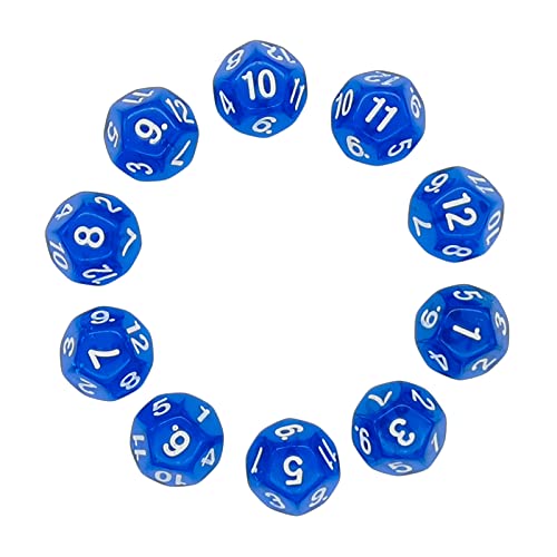 Würfel,10 pcs d12 Polyedrische Würfel Dice Set Vieleck Würfel für Dungeon und Dragons Pathfinder DND RPG MTG 20mm Transparent Blau von Lahviuu