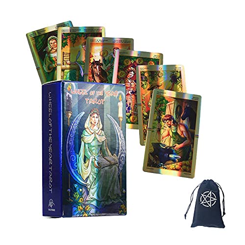 Tarot-Laserkarten für das Jahresrad,Wheel of Year Tarot ​​​Laser Cards,with Bag,Firend Game von LaiCongCard