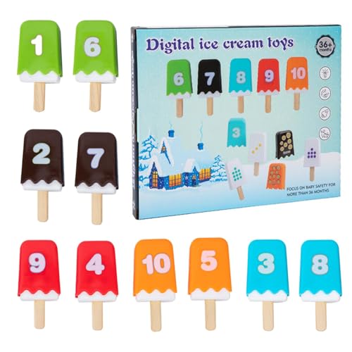 Lainiaoly Eiscreme-Zählspielzeug, Pädagogisches Eiscreme-Spielzeug, Eiscreme-Spielzeug-Spielset, Zahlen-Eiscreme-Lernspielzeug, Pädagogisches Lernspielzeug Für Die Feinmotorik Von Kindern von Lainiaoly