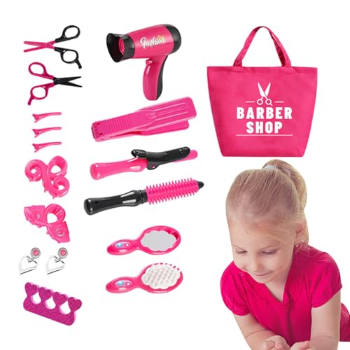 Lainiaoly Kinder-Friseursalon-Spielset, Buntes Spielzeug-Make-up-Set Für Unterhaltung, Rollenspiele, Simulation Eines Haartrockners, Lockenstab, Mädchenzubehör, Lustiges Friseurspielzeug A von Lainiaoly