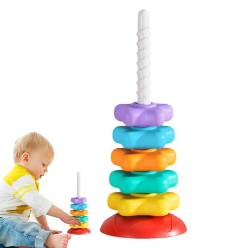 Lainiaoly Stern-Stapelturm, Regenbogenturm-Spinner, Stern-Stapelspielzeug, Baby-Stapelspielzeug Für 6+ Monate, Helles Und Ansprechendes Lernspielzeug Zur Entwicklung Motorischer Fähigkeiten von Lainiaoly