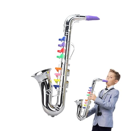 Spielzeugsaxophon Für Kinder, Simulationsmusikinstrumentenspielzeug, Multifunktionale Kindermusikinstrumente, Simulationspädagogisches Instrumentenmodell Für Anfänger, JungenUnd Mädchen - Silber von Lainiaoly