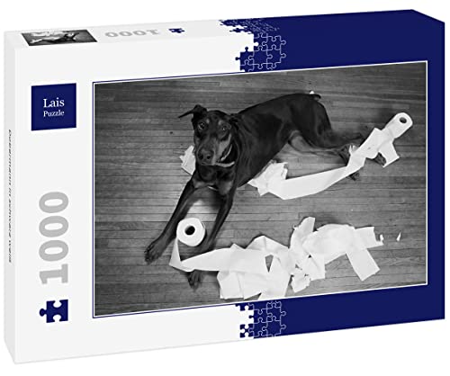 Lais Puzzle Dobermann in schwarz weiß 1000 Teile von Lais Puzzle