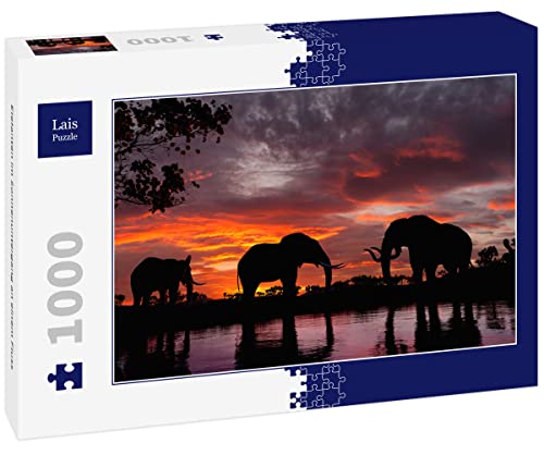 Lais Puzzle Elefanten im Sonnenuntergang an einem Fluss 1000 Teile von Lais Puzzle