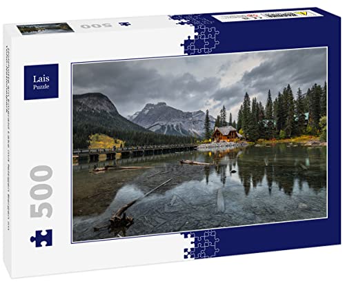 Lais Puzzle Holzhütte am Emerald Lake mit felsigen Bergen im Yoho-Nationalpark 500 Teile von Lais Puzzle