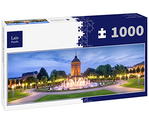 Lais Puzzle Mannheim Rosengarten und Wasserturm bei Nacht, Panorama 1000 Teile Panorama von Lais Puzzle