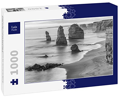 Lais Puzzle Pracht der Twelve Apostles Rocks bei Sonnenaufgang - Great Ocrean in schwarz weiß 1000 Teile von Lais Puzzle