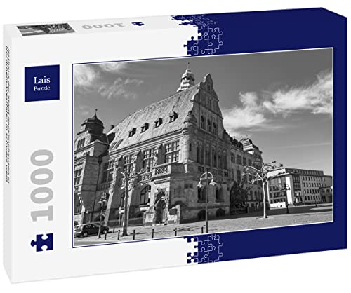 Lais Puzzle Rathaus der Stadt Recklinghausen in Nordrhein-Westfalen in schwarz weiß 1000 Teile von Lais Puzzle