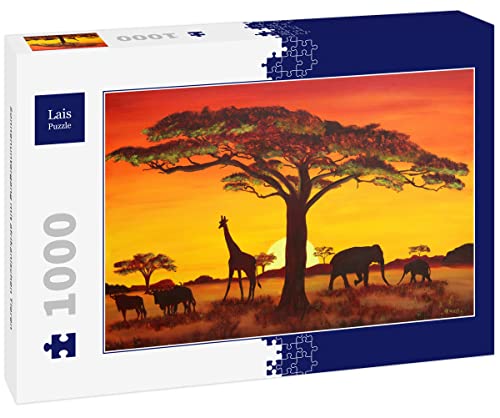 Lais Puzzle Sonnenuntergang mit afrikanischen Tieren 1000 Teile von Lais Puzzle