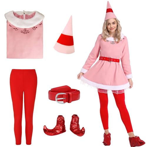 Lalasu Buddy The Elf Kostüm für Damen, Weihnachtselfenkostüm, Erwachsene, Damen, Verkleidung, Cosplay, Halloween, Urlaub, Party, Outfits von Lalasu