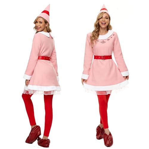 Lalasu Buddy The Elf Kostüm für Damen, Weihnachtselfenkostüm, Erwachsene, Damen, Verkleidung, Cosplay, Halloween, Urlaub, Party, Outfits von Lalasu