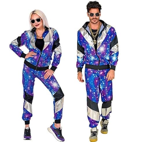 Lalieffacely 80s 90s Outfit Herren Damen, Kostüm 80s Tracksuit Disco Jacke und Hose (L) von Lalieffacely