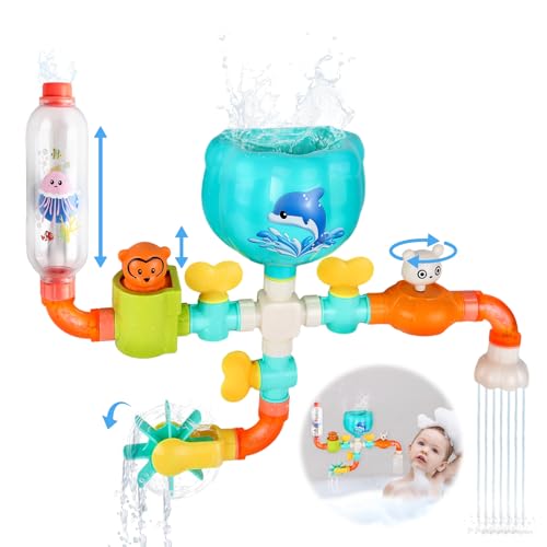 Badewannenspielzeug Set Badespielzeug ab 1 2 3 4 Jahre Wasserspielzeug Kinder Badewannen Spielzeug Baby DIY Manuelle Montage Pipes Badespaß Geschenk für Mädchen und Jungen von LamBoio