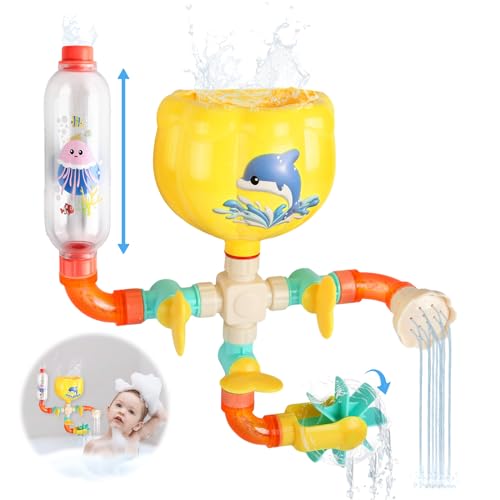 Badewannenspielzeug Set Badespielzeug ab 1 2 3 4 Jahre Wasserspielzeug Kinder Badewannen Spielzeug Baby DIY Manuelle Montage Pipes Badespaß Geschenk für Mädchen und Jungen von LamBoio