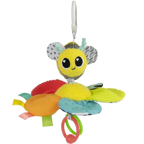 LAMAZE Buzzy The Bee Clip-on Kinderwagen-Spielzeug – sensorische Babyspielzeug mit zerknitterten und summenden Klängen – inklusive Clip für Kinderwagen oder Autositz Spiel – im Alter von 0 Monaten und von Lamaze