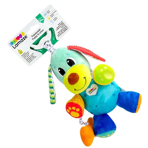 Lamaze Baby Spielzeug "Lustiger Soundhund" Clip & Go, das hochwertige Kleinkindspielzeug. Der quietschbunte Greifling fördert die Motorik und ist das perfekte Kinderwagenspielzeug und Kuscheltier, Mehrfarbig, LC27023 von Lamaze