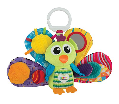 Lamaze LC27013 Baby Spielzeug Jaques, der Pfau Clip & Go, das hochwertige Kleinkindspielzeug. Der quietschbunte Greifling fördert die Motorik und ist das perfekte Kinderwagenspielzeug und Kuscheltier von Lamaze