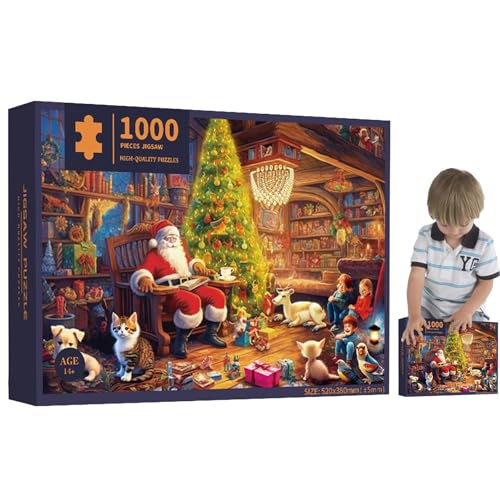 Lambo Weihnachtspuzzle, Puzzle 1000 Teile Erwachsene Weihnachtsmann, 1000 Teile Puzzle Für Kinder Und Erwachsene, Weihnachts Adventskalender Puzzles 1000 Teile, Weihnachtsschmuck von Lambo