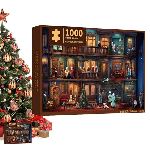 Lambo Weihnachtspuzzle, Puzzle 1000 Teile Erwachsene Weihnachtsmann, 1000 Teile Puzzle Für Kinder Und Erwachsene, Weihnachts Adventskalender Puzzles 1000 Teile, Weihnachtsschmuck von Lambo