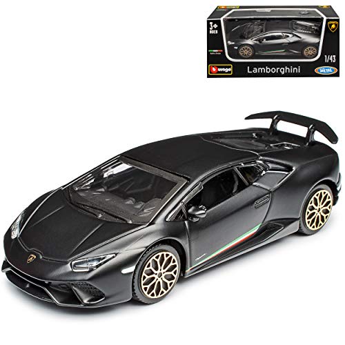 Lamborgihini Huracan Performante Coupe Matt Schwarz Modell Ab 2014 Version Ab 2017 1/43 Burago Modell Auto mit individiuellem Wunschkennzeichen von Lamborghini