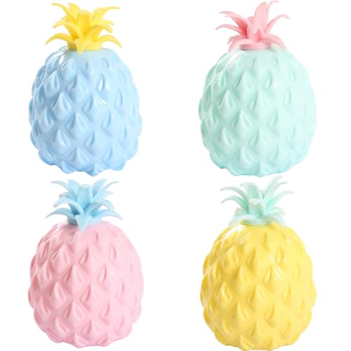 4pcs Ananas Squeeze Ball Süßes Ananas Weiche Squeeze Spielzeug 4x2.3 Resilient Stressspielzeug Gummi -Belastung Spielzeug für Kinder Erwachsene Geschenk von Lamppdcor