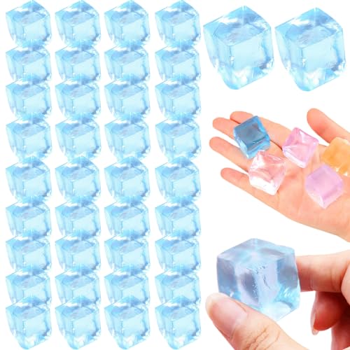 Lamppdcor 50 pcs Stressabbauspielzeug 0,9 Zoll Flexible Silikon Transparent Eisblock Squeeze Spielzeug Spannungsbälle tragbares Waschkugel Stressabbau Spielzeug, zufällige Farbe von Lamppdcor