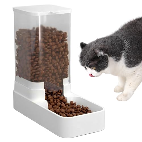 Automatische Katzenfutterautomatin, 11x11x5 1,5 kg Nahrungsmittel-Hundefuttermittel mit Tiernahrungsschale, Drop-resistentes, rutsches Haustiernahrungsspender für kleine mittelgroße Hundepaplerkätzch von Lamppdcor