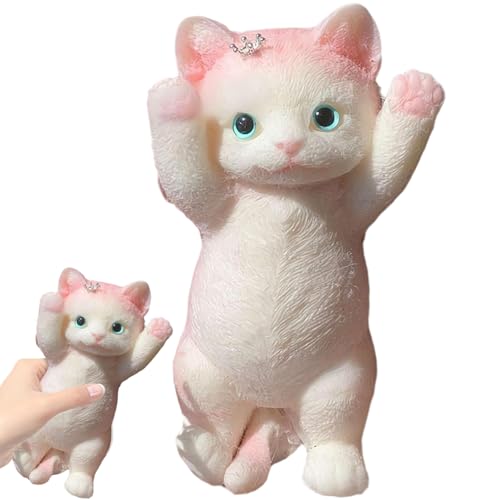 Cat Stress Relief Toy 8 x 4 Zoll niedliche Katzen -Sensory -Spielzeuge realistische 3D -Katze Zappelspielzeug Soft Kawaii Kitties Zappeln Squeeze Spielzeug kreative Geschenke für Kinder und Erwachsen von Lamppdcor