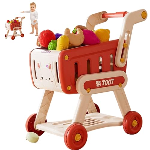 Einkaufswagen für Kinder große Kapazität Kleinkinder Einkaufswagen Sicherheitskinder im Einkaufswagen Set mit 13 PCs zufällige Obst- und Gemüse -Bildungsspielzeug für Lebensmittelgeschäfte tun, um zu von Lamppdcor