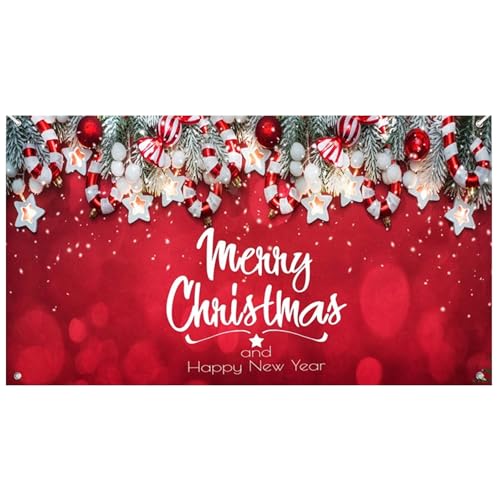 Garage Door Cover Weihnachten Garagentür Banner 7x16 ft Frohe Weihnachten Garagentor -Deckung Weihnachten Hintergrund Ost hängende Garagentor Wandbilder mit Begrommet für Weihnachtspartydekorationen, von Lamppdcor