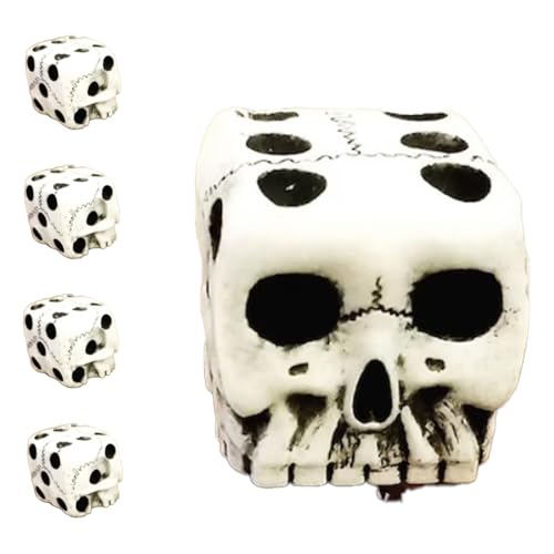 Lamppdcor Halloween Dice Schädel Würfel 5pcs 0,7 Zoll gruseliger Halloween -Würfel Spooky Bone Dice Gothic Harz Würfel für Brettspiele, Partypropsum, Halloween -Dekorationen von Lamppdcor