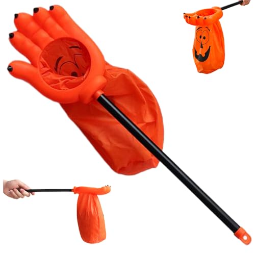 Halloween-Korb Halloween behandeln Taschen Polyester Orange Kürbispalme mit 9,9 x 7,1 Halloween-Taschen, große breite Mund-Halloween-Süßwarenbeutel, Halloween-Party-Gefälligkeiten für Trick-or-Treati von Lamppdcor