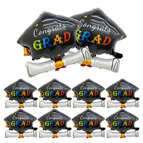 Klasse von 2023 Luftballons Abschlussballons Klasse von 2023 Dekorationen Glückwunsch Grad Folienballons für die Abschlussfeier 10pcs Bachelor Cap von Lamppdcor